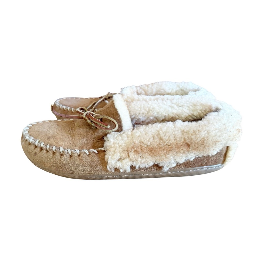LL Bean Women's Wicked Moccasins Shoes  9.5 Brown Cozy Shearling Lined Cabincore